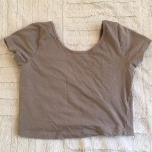 Brandy Melville Taupe Plunge Back Tee